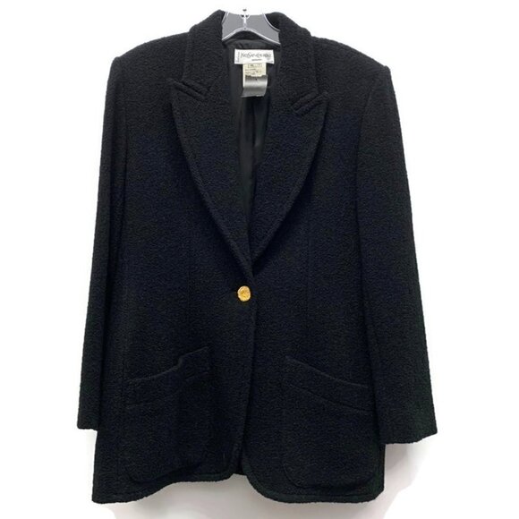 Yves Saint Laurent Jackets & Blazers - Yves Saint Laurent Black Boucle Wool Jacket